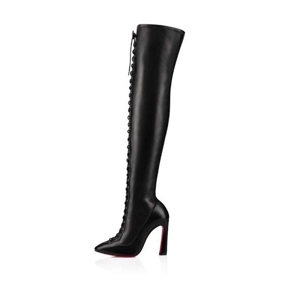 Christian Louboutin Anjel Alta Botta 100 Black Knee Thigh High OTK Heel Boot 40 - Picture 9 of 12